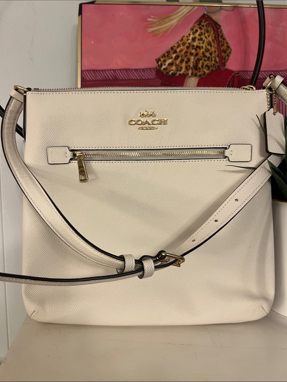 Coach NWT Rowan File Bag- color:Chalk Crossbody Leather Shoulder Bag